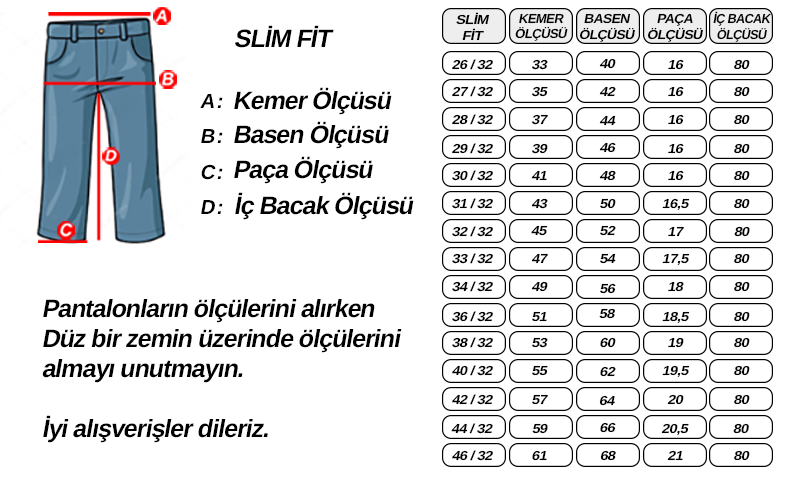 Beden Tablosu